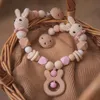 Baby Teethers Toys Baby Teething Cart Chain Wooden Rabbit Crochet Beads Crib Mobile Stroller Rattle Toys Baby Gym Teething Toy Gift for born 230721