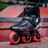 Stiefel 2019 Original Powerslide Tau Trinity 3*84/90 mm Kohlefasergeschwindigkeit Inline Skates Erwachsene Rollschuhe Skating -Schuhe kostenlose Skating -Patinen