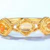 Rings Natural Citrine Stone Ring S925 Silver 10k Yellow Adjustable Women Fine Jewelry