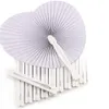 Cadre 50pcs blanc coeur forme pliant ventilateur blanc ventilateur Festival main ventilateurs fête cadeau peinture à la main anniversaire fête de mariage décoration