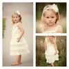 Dentelle bébé filles robe été Style sans manches sans épaule moelleux 3 couches fleur princesse Pageant fête blanc mariage bébé robe