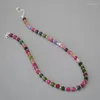 Choker LONDANY Necklace Summer Colorful Faceted Candy Color Tourmaline True Stone Beads Sweet Temperament Collar Chain Female