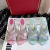 Shiny Mule cristal sandales designer talons Maela mules haute qualité haut talon luxe diapositives sandale célèbre sandale designer pantoufles femmes chaussures pantoufle chaussure de soirée