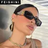 Solglasögon Feishini Fashion Letter B Square Luxury Trend Women Retro smal Rektangel Brand Ladies Sun Glasses Gafas de Soloypg