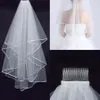 Cheapest Two-Layer Wedding Veils Real Garden Veils Shoulder-Length With Comb High Quality White Veils for Wedding HT50263Q