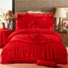 4 pezzi set di biancheria da letto di lusso a forma di cuore rosa biancheria da letto matrimoniale matrimoniale matrimoniale lenzuola in cotone set copripiumino in pizzo principessa 357 R2303z