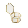 Rings Hexagon Transparent Glass Jewelry Box Wedding Ring Box Geometric Clear Glass Jewelry Organizer Holder Tabletop Containe