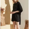 Vêtements de nuit pour femmes YingShiTong grande taille dames pyjamas Modal couleur Pure coton chemise jupe petit ami vent ménage à prendre