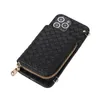 Crossbody Strap Zipper Wallet Woven Pattern Organ Wallet Case Card Slots Stand Holder Purse Pack Protective Shockproof Cover For iPhone 14 13 12 11 Pro Max XR XS 8 7 Plus