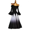 Stage Wear Black White Gradient Standard Ballroom Dress Long Dresses Women Waltz Competition Mq265