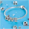 Alloy Pandora Original S925 Sterling Sier 26 Letras A-Z Series Bead Charme É Adequado Para Pulseira Faça Você Mesmo Moda Acessórios De Jóias Dhqdy