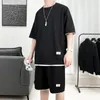 Men's Tracksuits 2023 Summer Solid Shorts Sets Men Casual Two Pieces Short Sleeve T Shirts and Pants Man