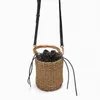 Kvällspåsar Kvinnor Bohemian Crossbody Bag dragstring Straw Woven Bucket Female Rattan Wicker Bamboo Handle Beach Handväskor