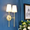 Wall Lamps American Country All Copper Bedroom Bedside Mirror Headlight Sconce Lights Living Room Study Fabric E14 Fixtures