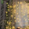 装飾的な花2mシルクの葉の偽のクリーパーグリーンリーフアイビーバインLEDストリングライトホームウェディングパーティーハンギングガーランド人工