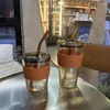 Mugs Heat Resistant Coffee Bubble Tea Cup Water Bottle Glass Mug Glasses With Lid And Straw Vaso Taza Cusps