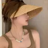 Sombreros de ala ancha de paja plegable de rafia para mujer, gorra protectora solar Anti-UV de verano para deportes de playa al aire libre, sombrero vacío para el sol, gorras con visera para mujer, Gorro