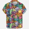 Herren Freizeithemden Cartoon Sommermode Urlaub Original Floral Kurzarm Hawaiihemd Luxus Elegante Dazn Druckkleidung