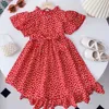 Melario 2023 Disual Girls Dress Summer Girls New Flower Print Bow Tie Dress Pretty Sweet Sweet Flower Flower Flower Edge Dresses