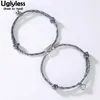 醜い1PAIR LOVERS INFINITY BRACELETS調整可能なロープチェーンブレスレットカップル925シルバーマウンテンウェーブビーズマグネットジュエリーC216G