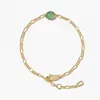 Strand Simple Stylish Green Dongling Armband Natural Stone Gem Half Pendant Women's Jewelry Par Gift