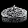 رائع الفضة الفضة كبيرة الزفاف ديامانتي مسابقة Tiaras Hairband Crystal Crotن