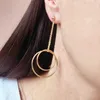 Baumeln Ohrringe JUJIE 316L Edelstahl Doppel Kreis Für Frauen 2023 Koreanische Stil Gold Farbe Ohrring Großhandel/Tropfen