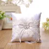 Elegant White Lace Wedding Ring Pillow with Hearts Decoration Floral Satin Cushion Wedding Suppliers High Quality187G