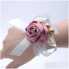 Autres fournitures de fête festive Satin Rose nuptiale Cor fleurs demoiselle d'honneur poignet fleur pour bal décor livraison directe maison jardin Dh5Gt