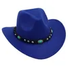 Batı kovboy şapkası ile turkuaz kemer sıcak pembe kavisli ağzı keçe panama cap cowgirl fedoras yetişkinler için ebeveyn-çocuk güneş şapkası