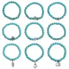 Bohemian Handmade Natural Stone Bracelet Men Yoga Agates Turquoise Beads Bangles Charm Blue Butterfly Pendant Bracelets Jewelry for Women