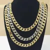 Chains Rapper Hip Hop Iced Out Paved Rhinestone 15MM Miami Curb Cuban Link Chain Gold Sliver Necklaces For Men Women Jewelry Set C290Q