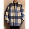 Men's Jackets Autumn College Style Plaid Jacket Men Loose Fashion Women's Shirt Woolen Hip Hop Male Korean Couple Coat 2023 S