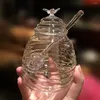 Storage Bottles Glass Honey Jar With Dipper And Lid Jam Clear 15oz Tanks 8.11 Ounces Beehive Pot Jelly