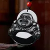 Collane con ciondolo Myanmar Collana di Buddha in giadeite nera Uomo Donna Fengshui Charm Healing Gemstone Fine Jewelry Birmania Giada