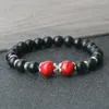 Strand Natural Red Stone Bracelets 8 мм агаты блестящие черные круглые бусинки растягиваются браслеты для женщин, мужчина, очаровательные ювелирные украшения, подарок
