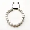 Filo Naturale Bianco Howlite Pietra Perline 8mm Bracciali Energia Terapeutica Guarigione Braccialetto Cristalli Reiki Adjustale 1pc