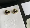 Brand Designer Double Letter Steel Seal Stud Luxury Women Girl 18K Gold Plated Silver Earring Copper Geometry Heart Inlaid Crystal Earrings Famous Wedding Jewelry