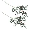 Fleurs décoratives 2 pièces modèle articles de maison artificiels feuille d'olivier ménage fausses tiges tissu de soie bureau en plastique de table