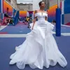 Biała syrena satynowa sukienki ślubne vintage suknie ślubne z ramion Abiti da sposa nowe suknie ślubne z odłączonym pociągiem Niger2889