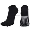 Yoga-Socken für Damen, rutschfest, rutschfest, Fitness-Socken, fünf Zehen, Sport, Fitnessstudio, Workout, Tanz, Pilates, Anti-Reibung, Söckchen, Silikon-Punkte, Outdoor, Radfahren, Laufen, Jogging, Strümpfe