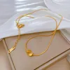 Collane con ciondolo Collana a catena con perline intrecciate color oro argento in acciaio inossidabile per regalo di gioielli di moda per feste da donna