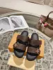 Designer Slippers women leather sandals Cool Effortlessly Stylish Slides 2 Straps with Adjusted Gold Buckles Women Summer Slipper