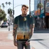Herr t -skjortor sommar - -tröja världsuniverset 3D trycker casual mode