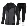 Herrspårar Mens Zipper Jackets Outfits Highality Hoodies och Black Sweatpants Classic Male Outdoor Casual Motorcykelrockar 230721