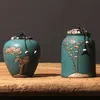 accessories Japanese Creative Ceramic Handpainted Emed Tea Caddy Retro Handmade Storage Jar Coffee Beans Container Teaware Accessories