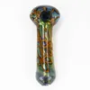Latest Heady Colorful Gold Fumed Pyrex Thick Glass Hand Pipes Portable Filter Dry Herb Tobacco Spoon Bowl Smoking Bong Holder Innovative Tube DHL