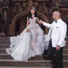 Luxurious Rhinestone Crystal Wedding Dress High Neck Beads Applique Long Sleeves Mermaid Bridal Dress Gorgeous Dubai Wedding Gown 213E