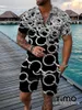 Herrspår 2023 Chain Printing Series Polo Shirt Set For Street Luxury Short Sleeve Suit Beach Fashion Casual Clothing