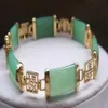 Hübsches, natürliches, mit grünem Jade-Edelstein vergoldetes Glücks-Glücksglied-Armband248Y